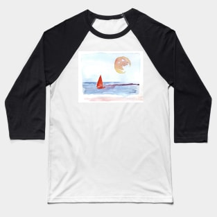 Red Sail Red Moon Baseball T-Shirt